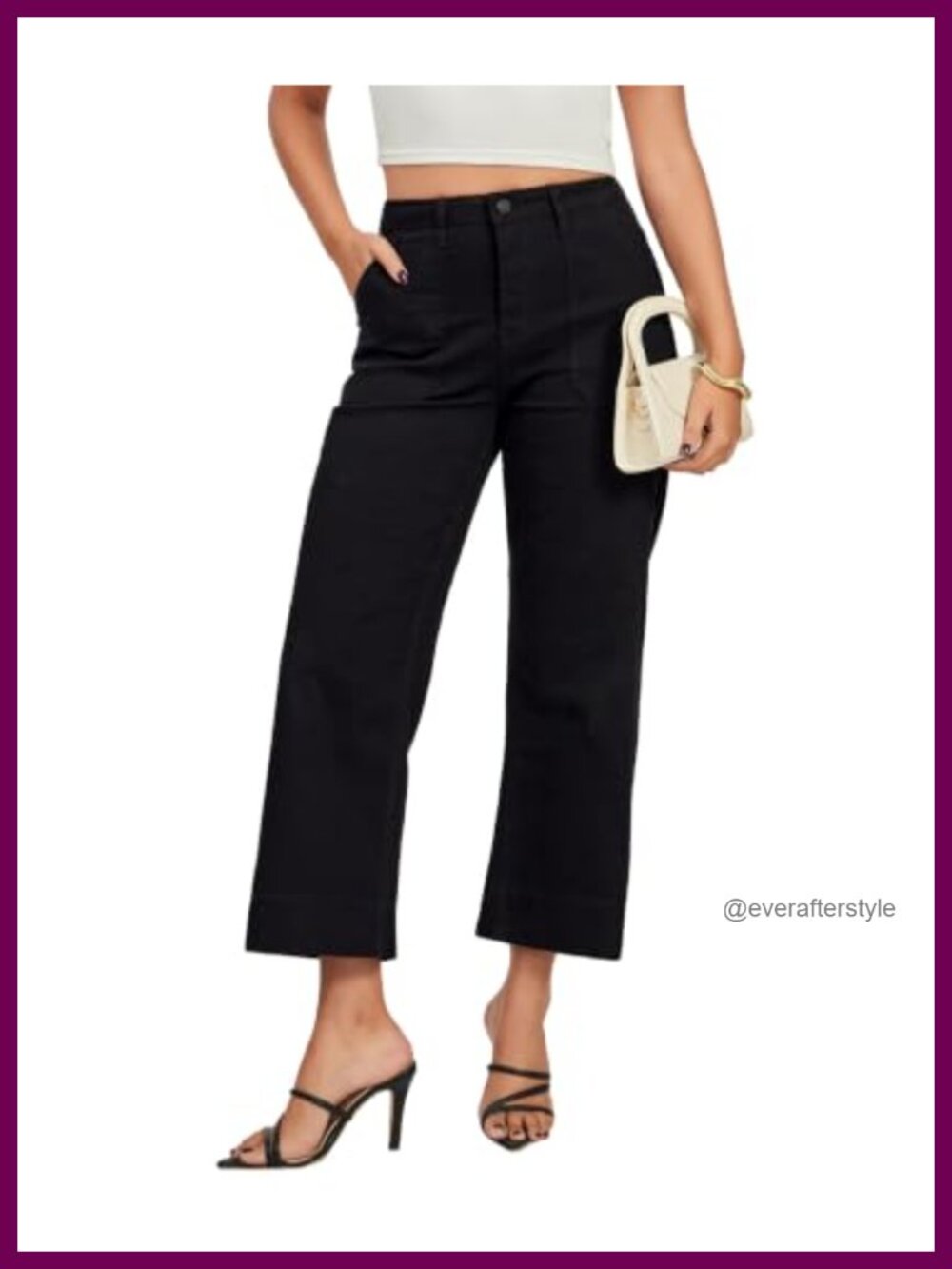 Wide Leg Jeans High Waisted Stretchy Cropped Denim Pants with Pockets 4-Way